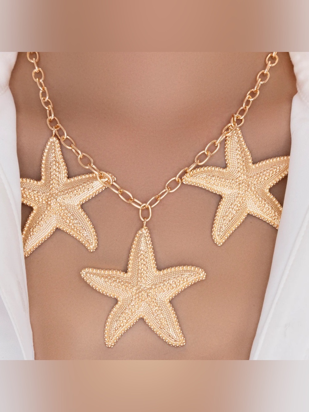 Gold 3 Starfish Necklace